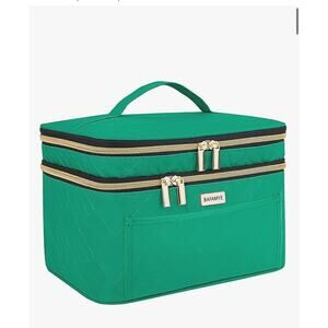 Double Layer Travel Makeup Bag Women, Large Cosmetic Case, Organizer for Travel-